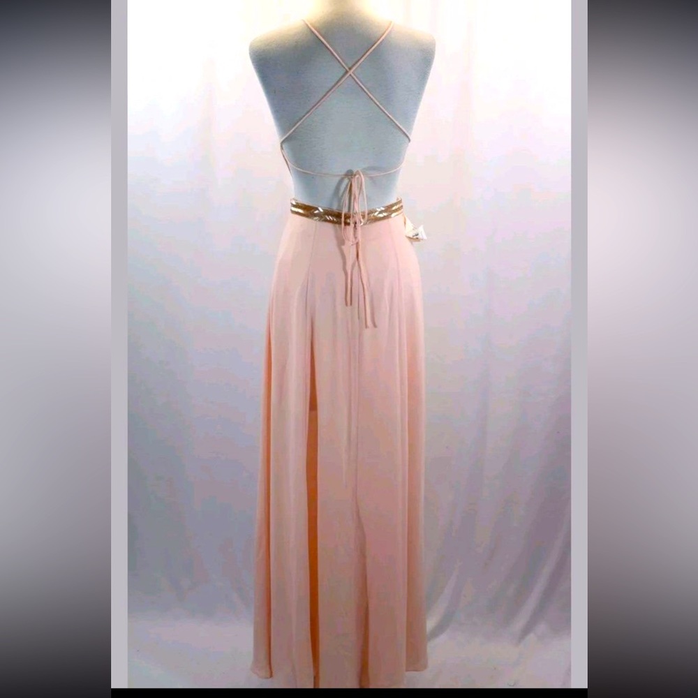 Fame and partners long dress gown pink 0 backless